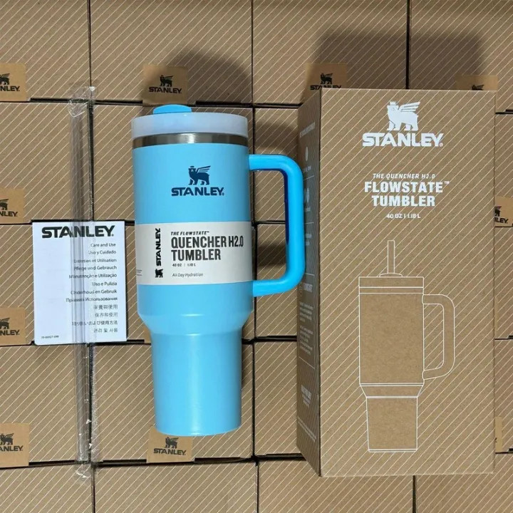 ماگ استنلی دسته دار اورجینال The Quencher H2.O FlowState™ Tumbler 40 oz دوجداره نی دار1.18 لیتر