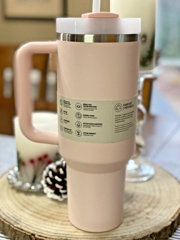 ماگ استنلی دسته دار اورجینال The Quencher H2.O FlowState™ Tumbler 40 oz دوجداره نی دار1.18 لیتر
